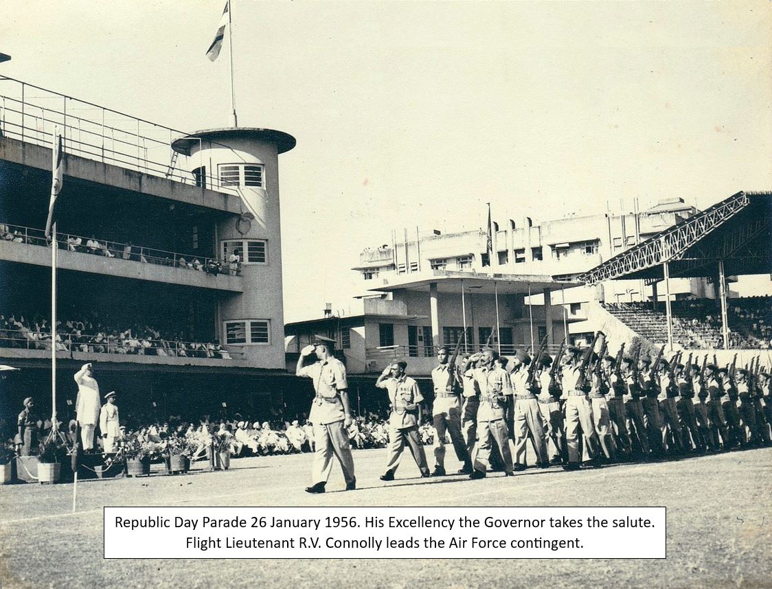 Parade with caption